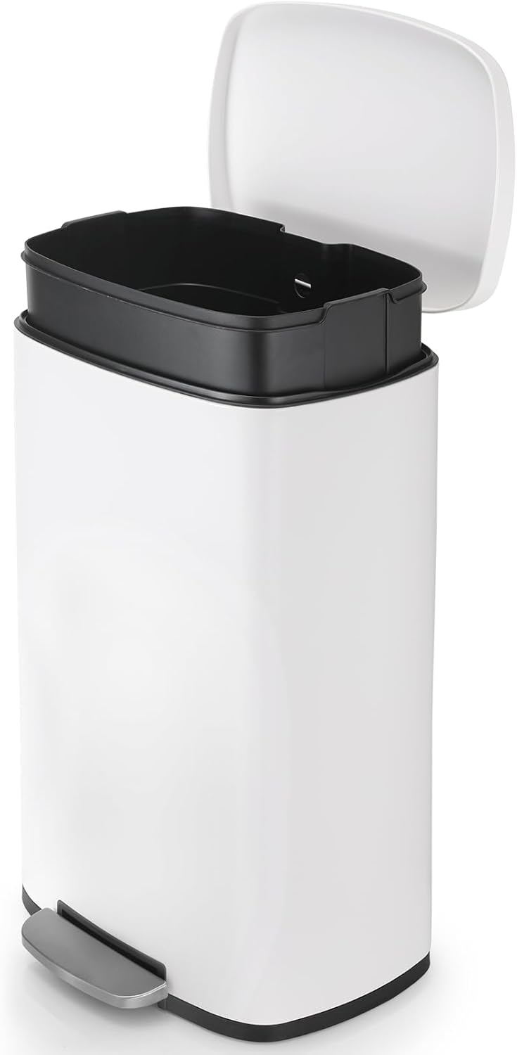 13.2 Gal Kitchen Trash Can, 50L Recycling or Garbage Bin, Brushed Stainless Steel Waste Basket