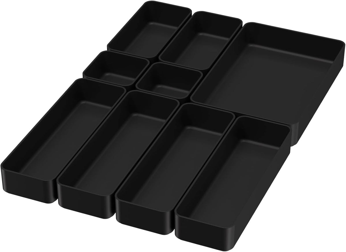 9 Pcs Stackable Drawer Organizer Trays Set, Multifunctional Stackable Storage Trays for Vanity