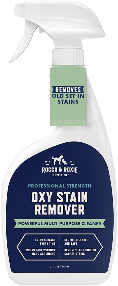 Rocco & Roxie Oxy Stain Remover - Oxygen Powered Carpet Cleaner Spray - Pet Stain Remover for