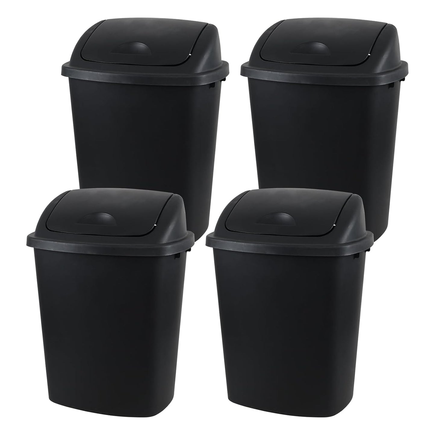 10 Gallon / 40 L Swing Lid Kitchen Trash Can, 4-Pack, Office, College, Classroom Garbage Bins