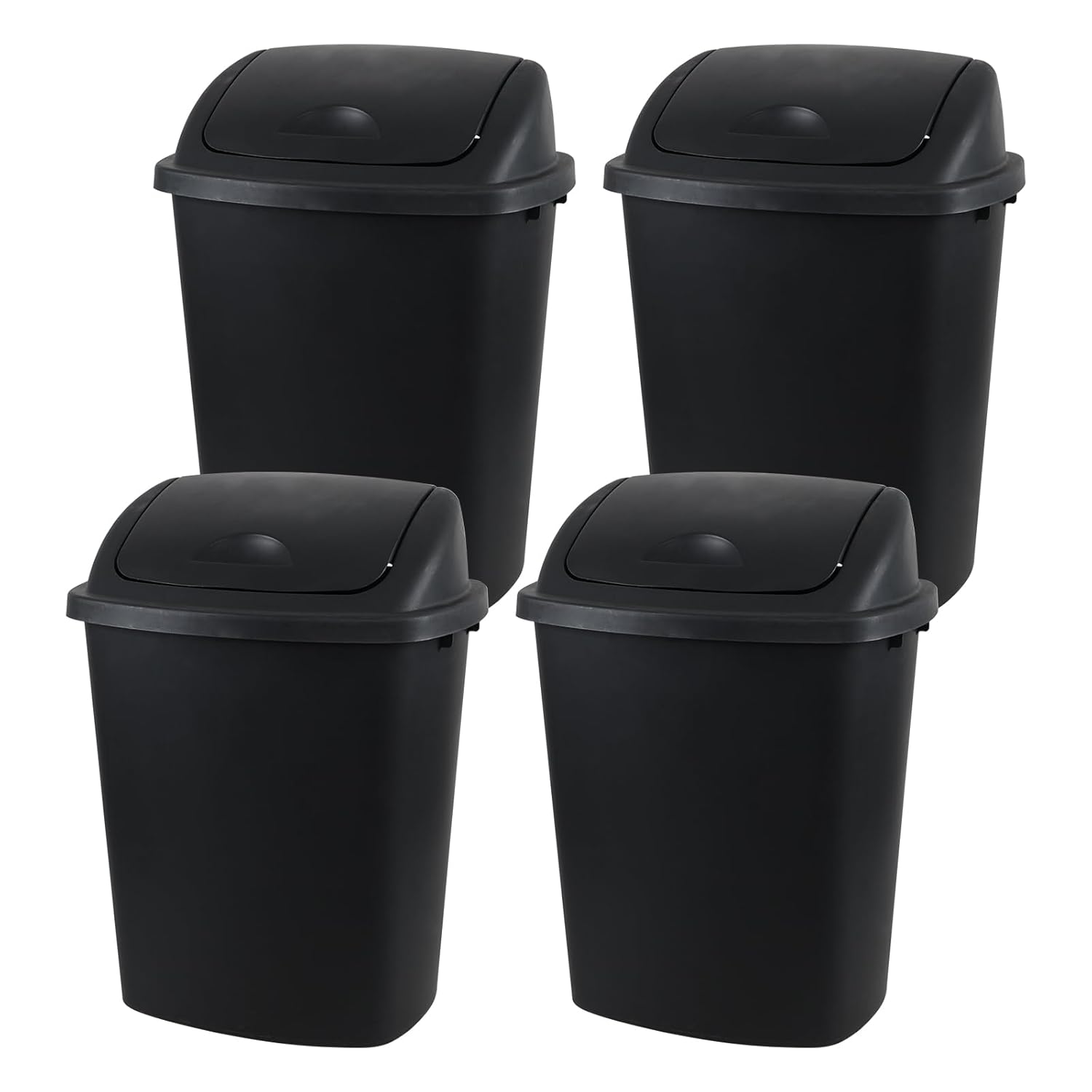 10 Gallon / 40 L Swing Lid Kitchen Trash Can, 4-Pack, Office, College, Classroom Garbage Bins