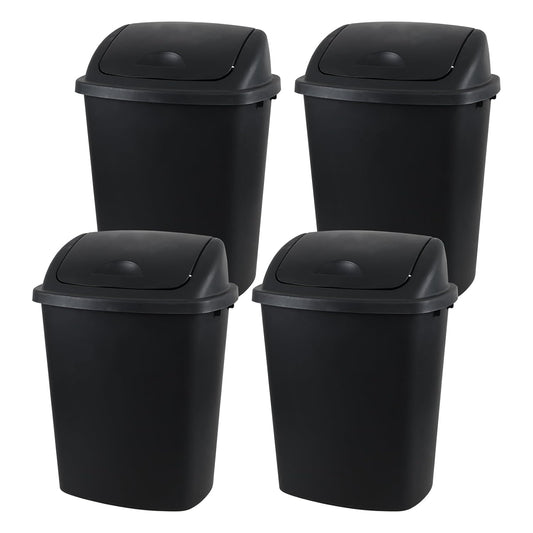 10 Gallon / 40 L Swing Lid Kitchen Trash Can, 4-Pack, Office, College, Classroom Garbage Bins