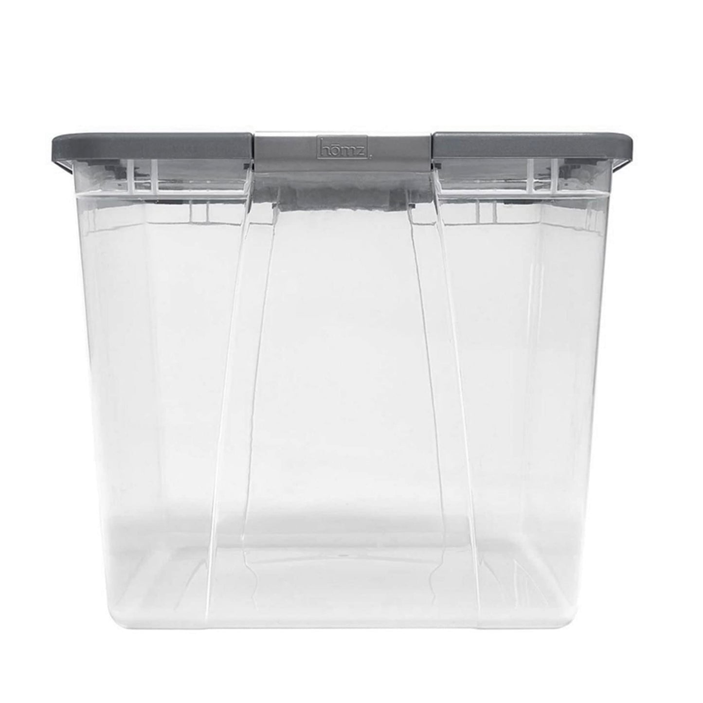 HOMZ Clear Plastic Storage Bin with Secure Latching Gray Lid, 64 Qt, 2 Pack