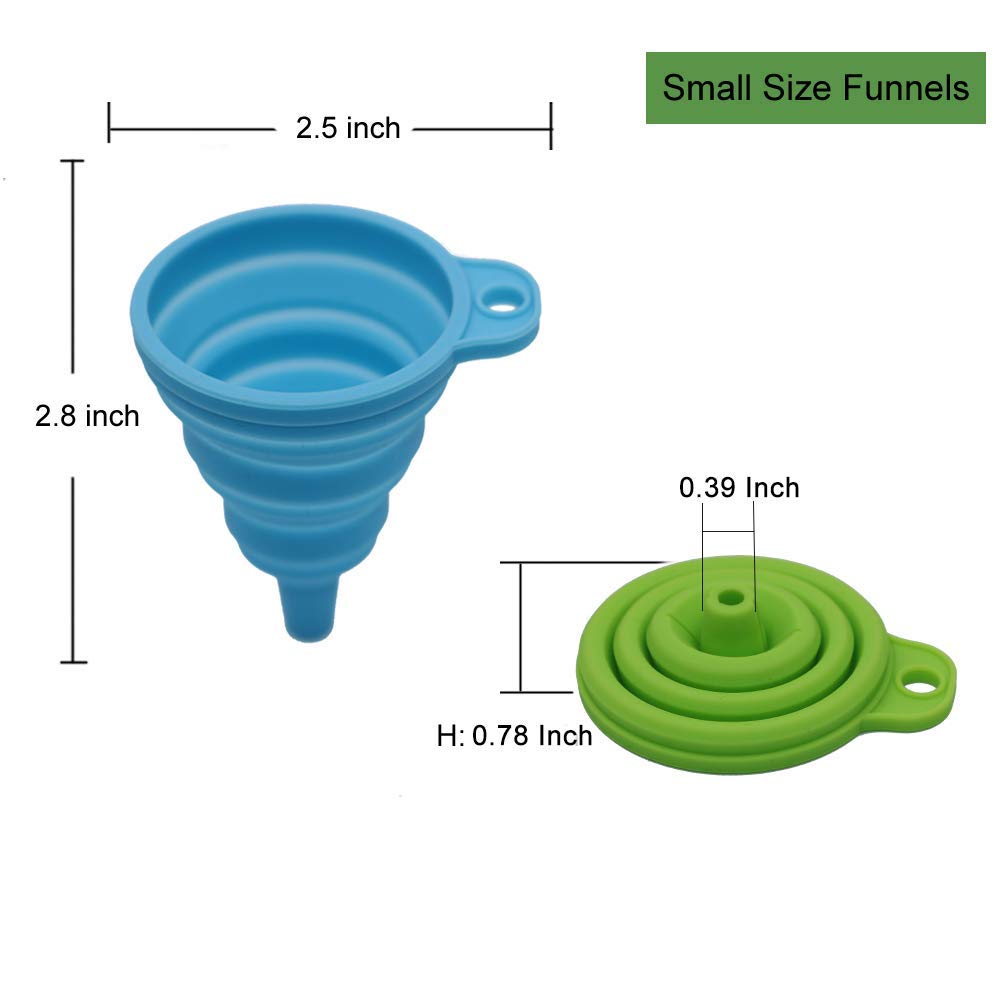 KongNai Kitchen Funnel Set 4 Pack, Small and Large, Kitchen Gadgets Accessories Foldable Silicone