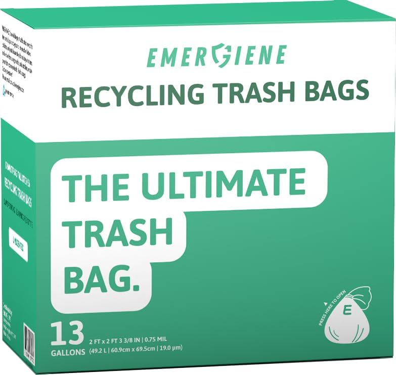 13 Gallon Recycling Trash Bags, 200 Count Drawstring Tall Kitchen Garbage Bags, Pre-Separated