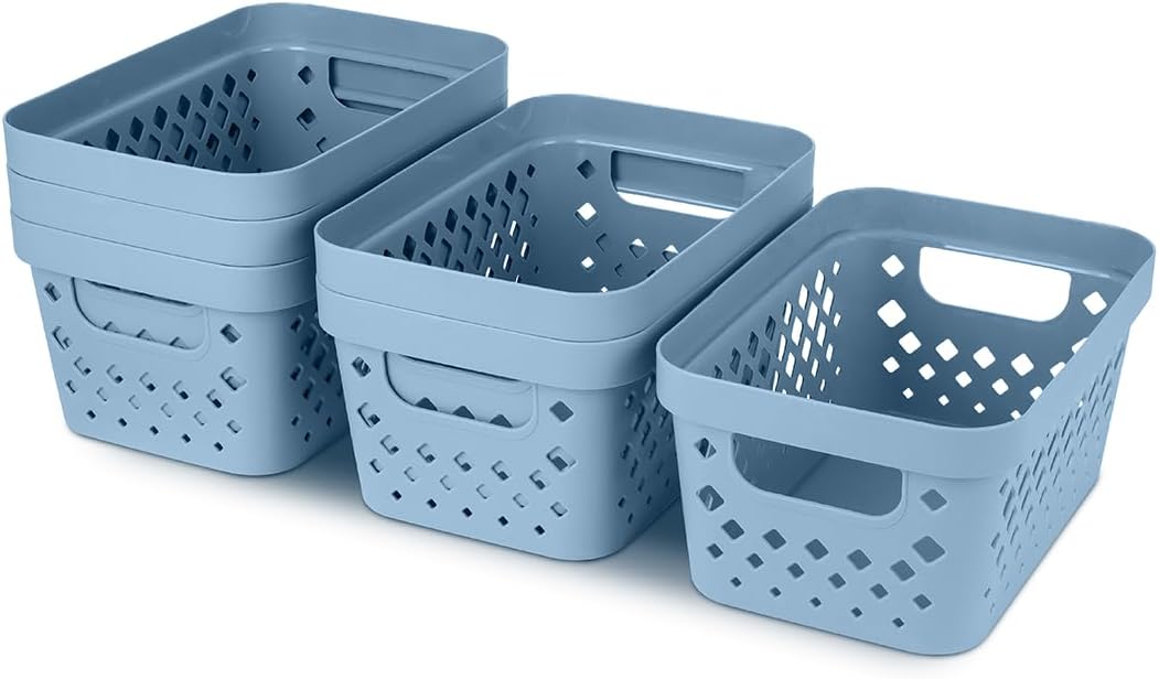 Glad Plastic Baskets for Organizing, Set of 6 | Pantry Storage for Under Counter, Linen Closet, and