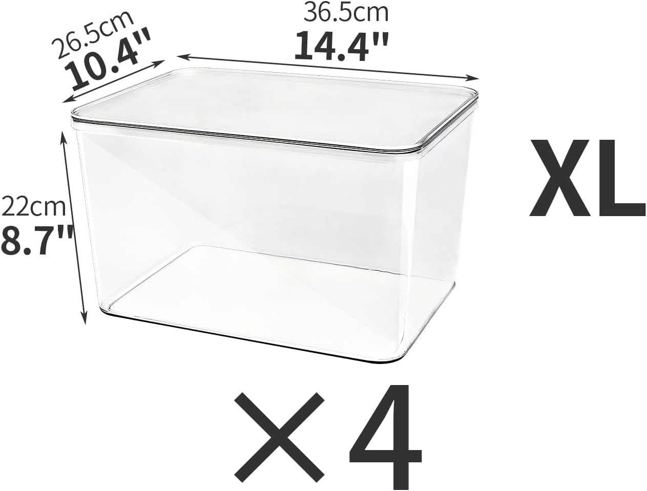 4-Piece Set,Plastic Storage Bin with Lid,Large Storage Containers,Stackable Lidded Storage Boxes