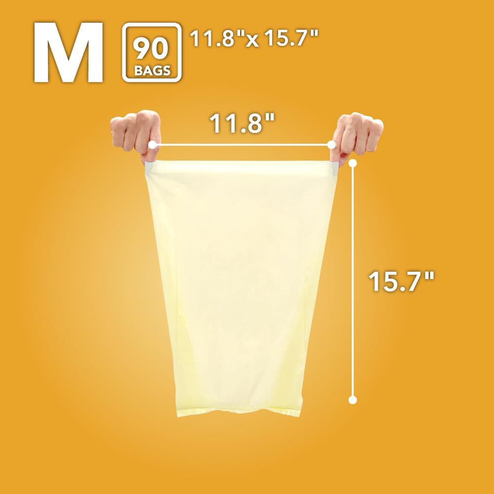 BOS, Odor-Sealing Dirty Diaper Trash Bags - Scent & Smell Free (Color: Cream Yellow) (Pack of 2)