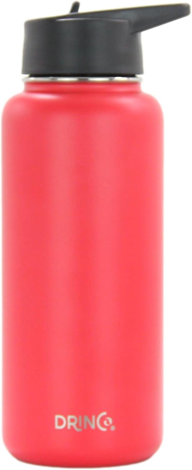 DRINCO Stainless Steel Water Bottle Spout Lid Vacuum Insulated Double Wall Water Bottle Wide Mouth