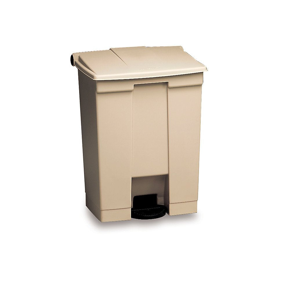Rubbermaid Commercial Products Step-On Lid Trash Can, 12-Gallon, Beige, Hands-Free Sanitary Use