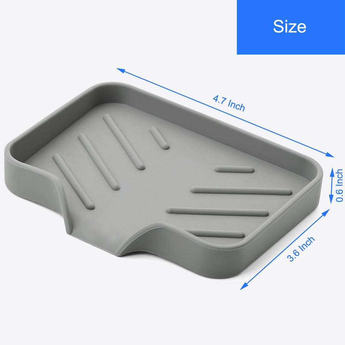 Sponge Holder with Drain Spout, Silicone Sponge Tray for Kitchen Sink, Rubber Soap Dish for Shower
