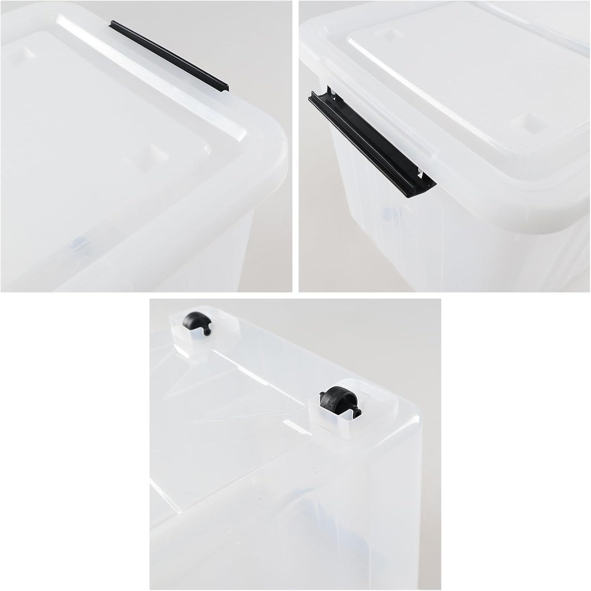 4-Pack 42 L Clear Plastic Storage Container Bin with Lids and Latch Buckle, Clear Storage Latch