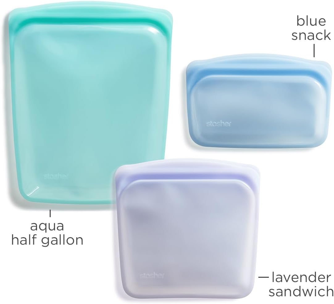 Stasher Premium Silicone Reusable Food Storage Bags, 3-Pack, Multi, Multi-Use Food Storage Bags