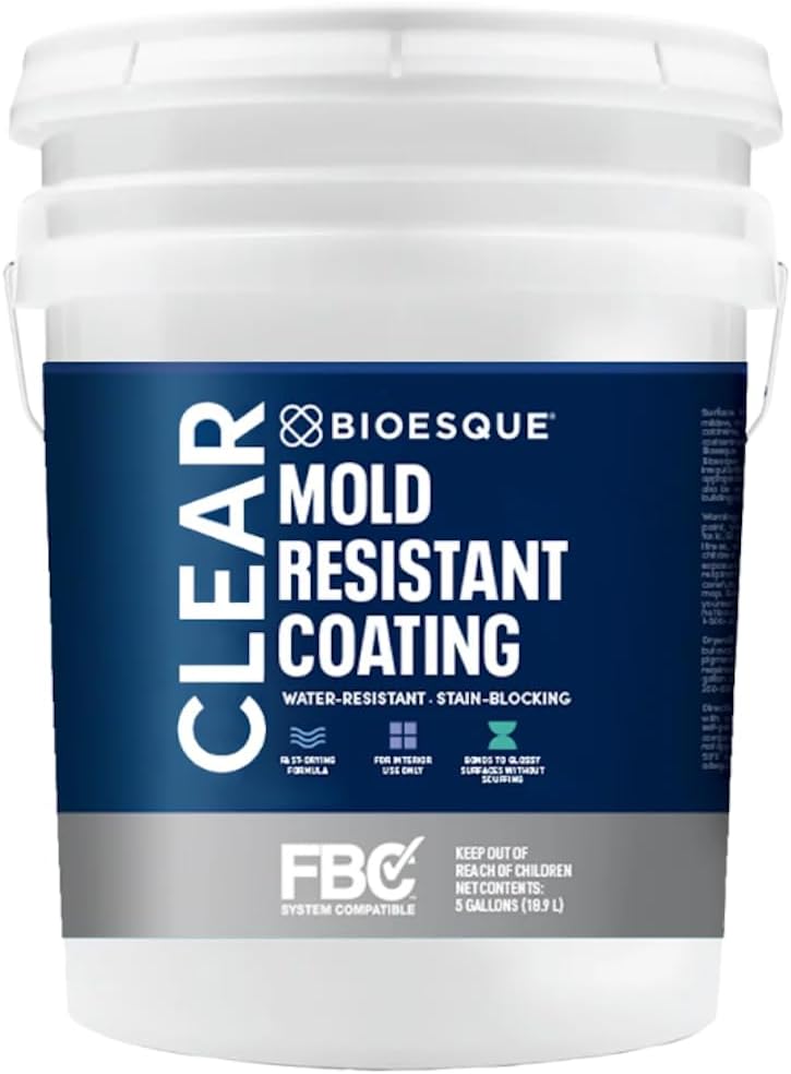 Bioesque Mold Resistant Coating, Water-Resistant, Stain-Blocking, Fast-Drying Formula, Clear, 5