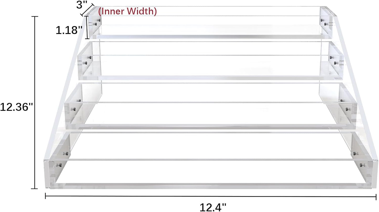PMMASTO Widen Tiered Spice Rack, Seasoning Organizer, Clear Acrylic Vertical Shelves Can Organizer