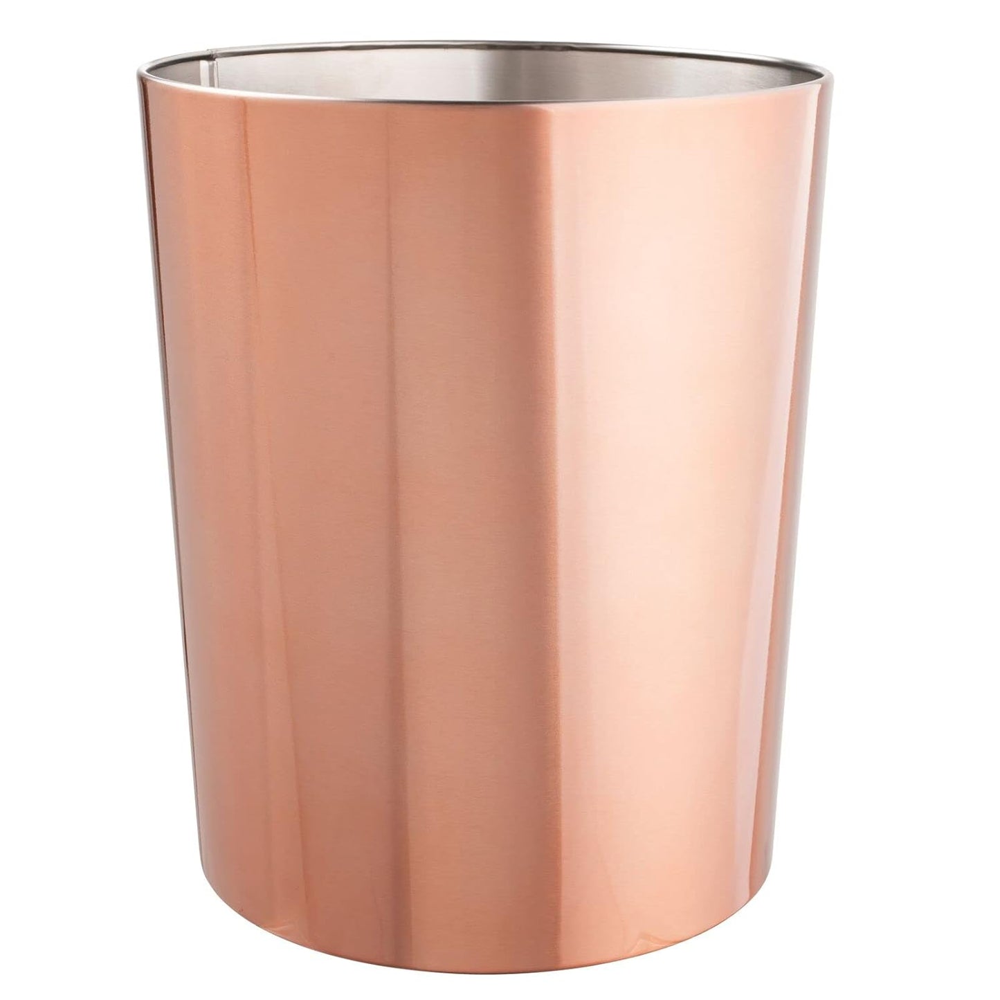 mDesign Round Metal Small 1.7 Gallon Recycle Trash Can Wastebasket, Garbage Container Bin for