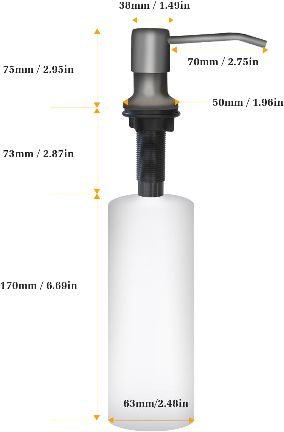 Soap Dispenser for Kitchen Sink, Built in Sink Soap Dispenser Lotion Dispenser with 17 OZ Bottle