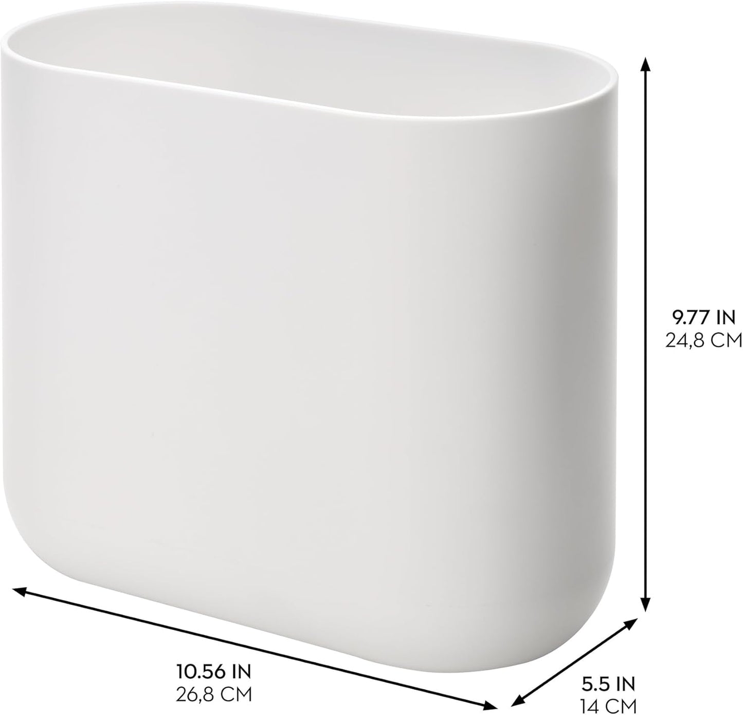 iDesign Small Oval Plastic Bathroom Trash Cans - Ideal for Bathroom, Bedroom, or Office - Set of 2