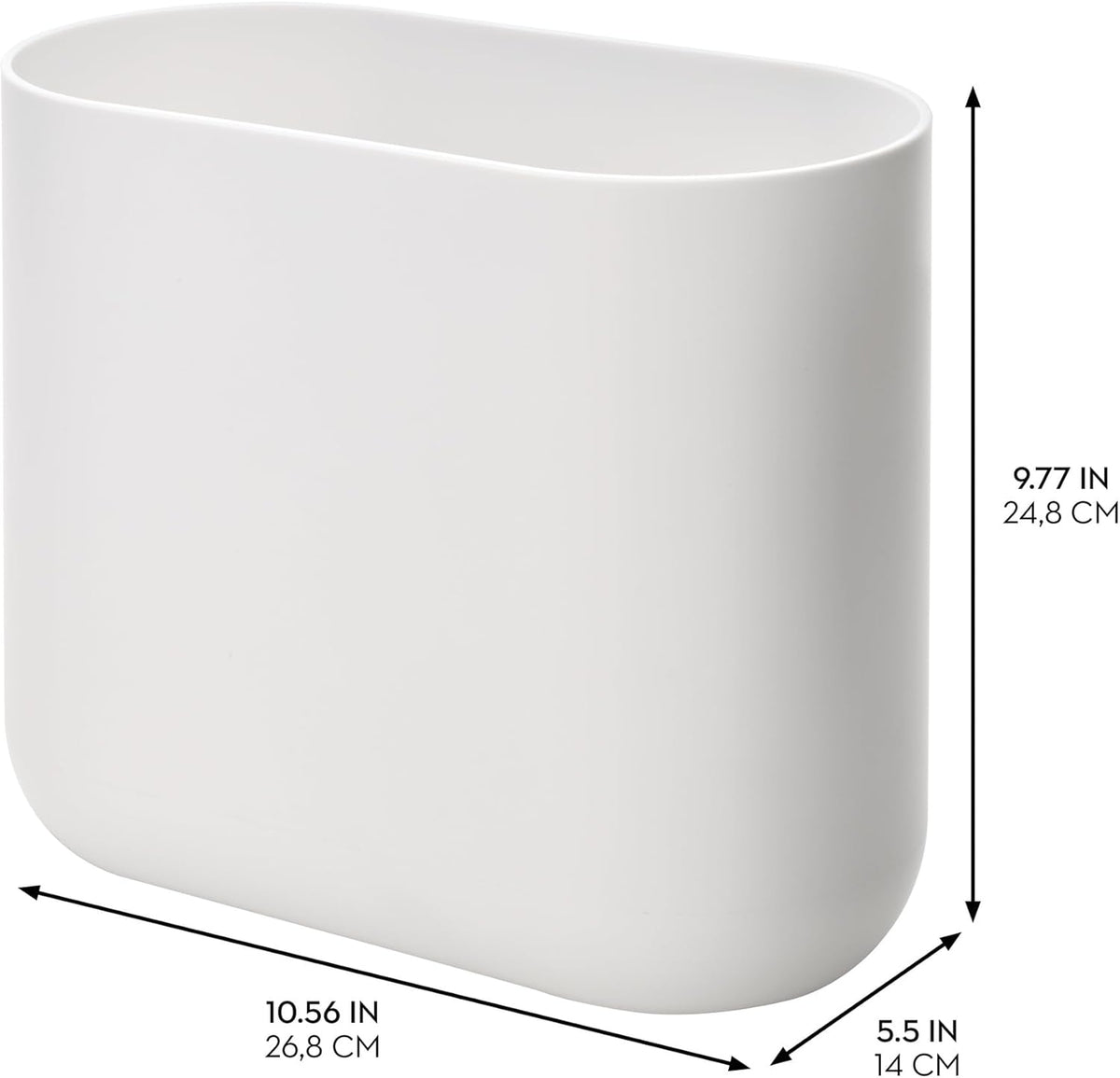 iDesign Small Oval Plastic Bathroom Trash Cans - Ideal for Bathroom, Bedroom, or Office - Set of 2