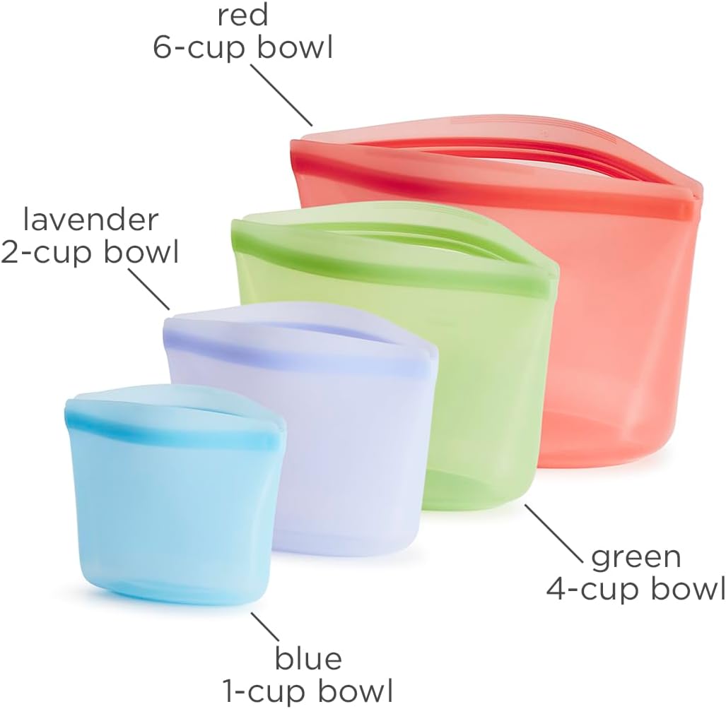 Stasher Premium Silicone Reusable Food Storage Bags, 4-Pack, Multi, Multi-Use Food Storage Bags