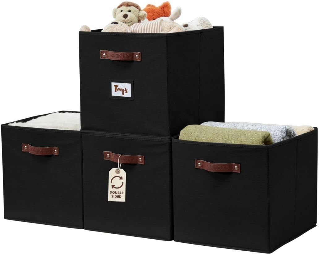 DECOMOMO Storage Baskets, 13x15x13 Storage Cube Bins with Labels for Organizing Shelves Kallax