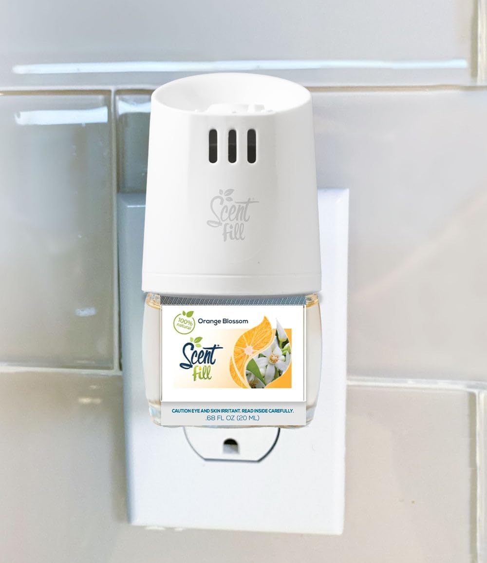 Scent Fill 100% Natural Orange Blossom Plug in Air Freshener, Scented Oil Refills, 2 Refills +