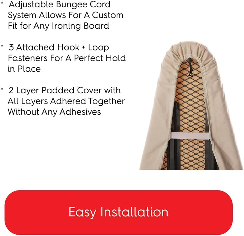 TIVIT Ironing Board Cover 14 x 49 Small Chemical Free Eco-Friendly Padded Covers - Unbleached