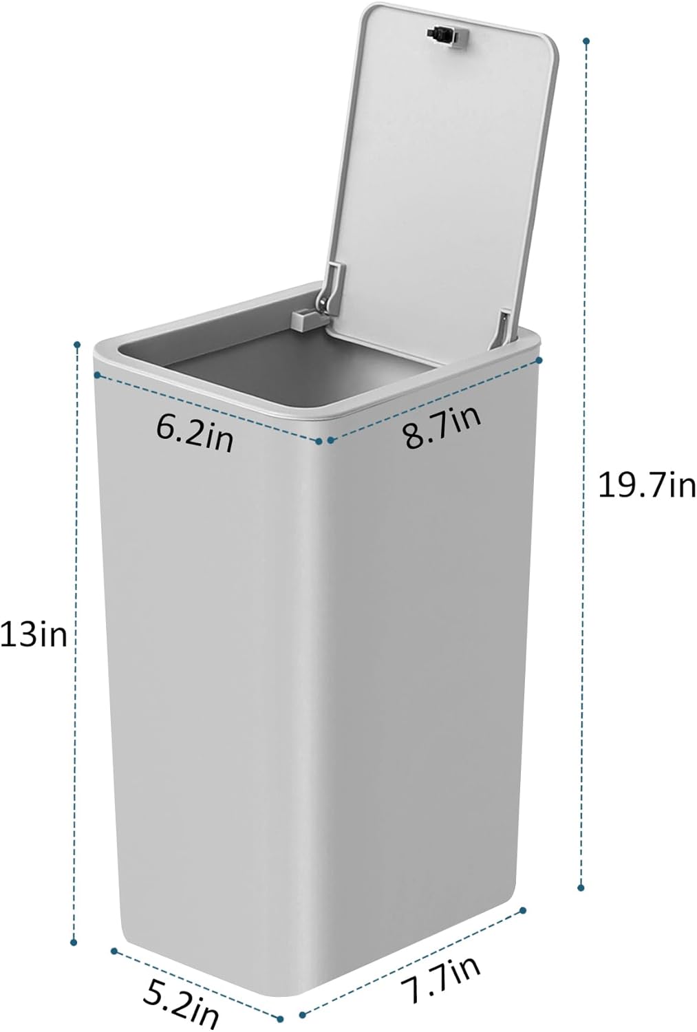 TIPGO Bathroom Trash Can with Lid, 10 Liter/ 2.6 Gallon Slim Garbage Can, Small Trash Bin Waste
