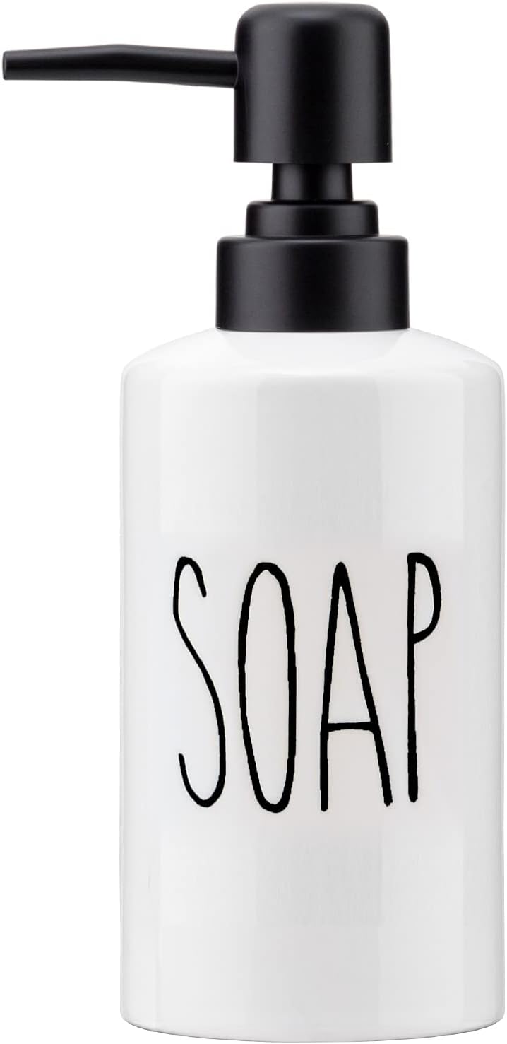 FE Soap Dispenser, 10oz Ceramic Liquid Soap Dispenser for Bathroom Countertop with Plastic