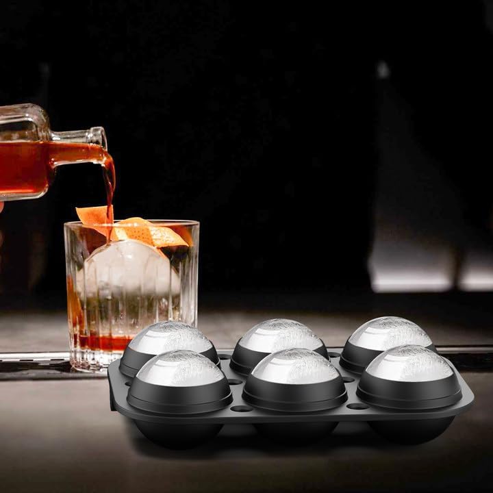 ROTTAY Ice Cube Trays (Set of 4), Sphere Ice Ball Maker with Lid & Large Square Ice Cube Maker for