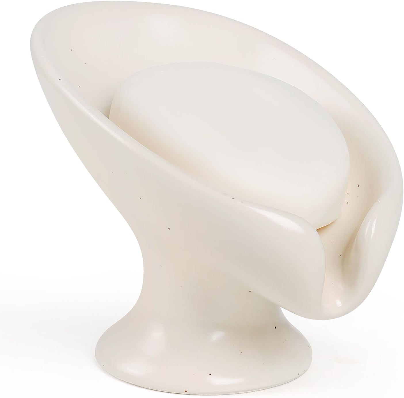 Soap Dish, Self Draining Bar Soap Holder for Bathroom Sink, Leaf Shaped Drainage Ceramic Speckled