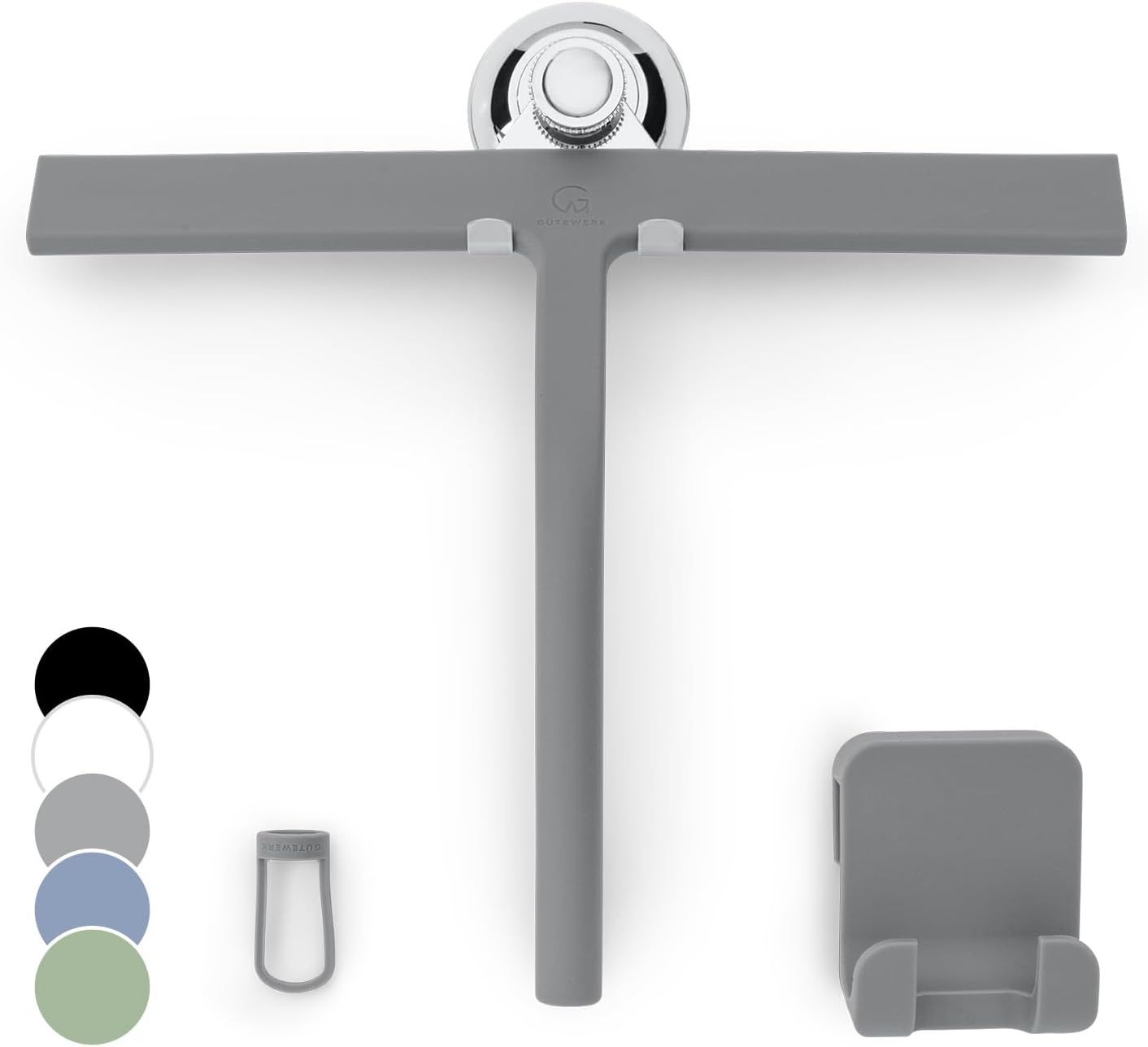 GÜTEWERK Shower Squeegee for Glass Doors, Silicone Window Squeegee, Bathroom and Glass Cleaning