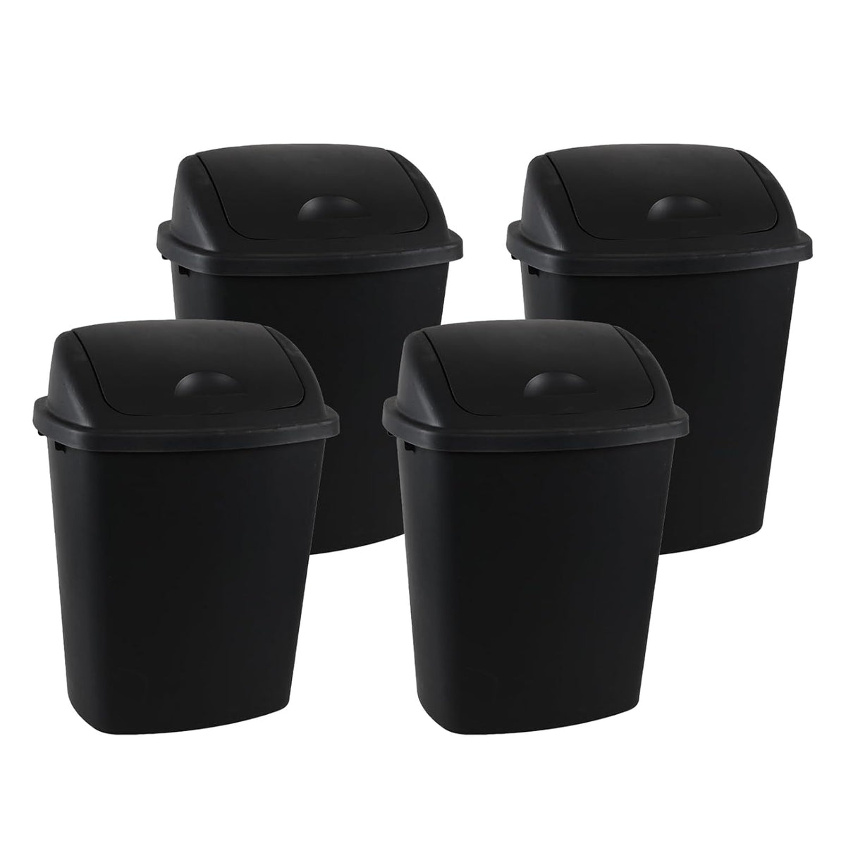 4 Packs Commercial Heavy-Duty Trash Can with Lid, Plastic Swing Top Kitchen Trash Can (11 Gallon