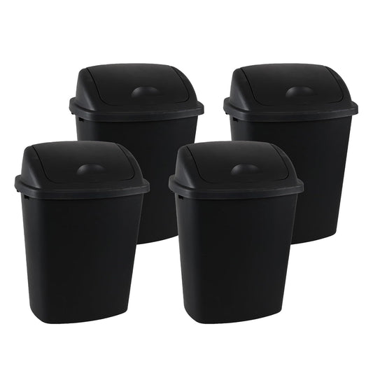 4 Packs Commercial Heavy-Duty Trash Can with Lid, Plastic Swing Top Kitchen Trash Can (11 Gallon