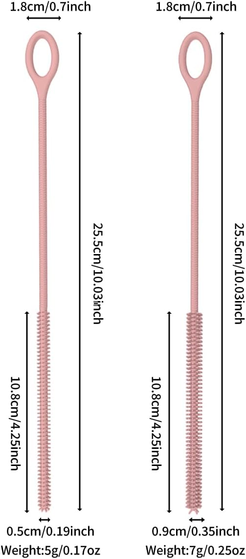 4PCS Silicone Straw Cleaner Brush, Reusable Straw Brush Extra Long for Cleaning Glass Metal