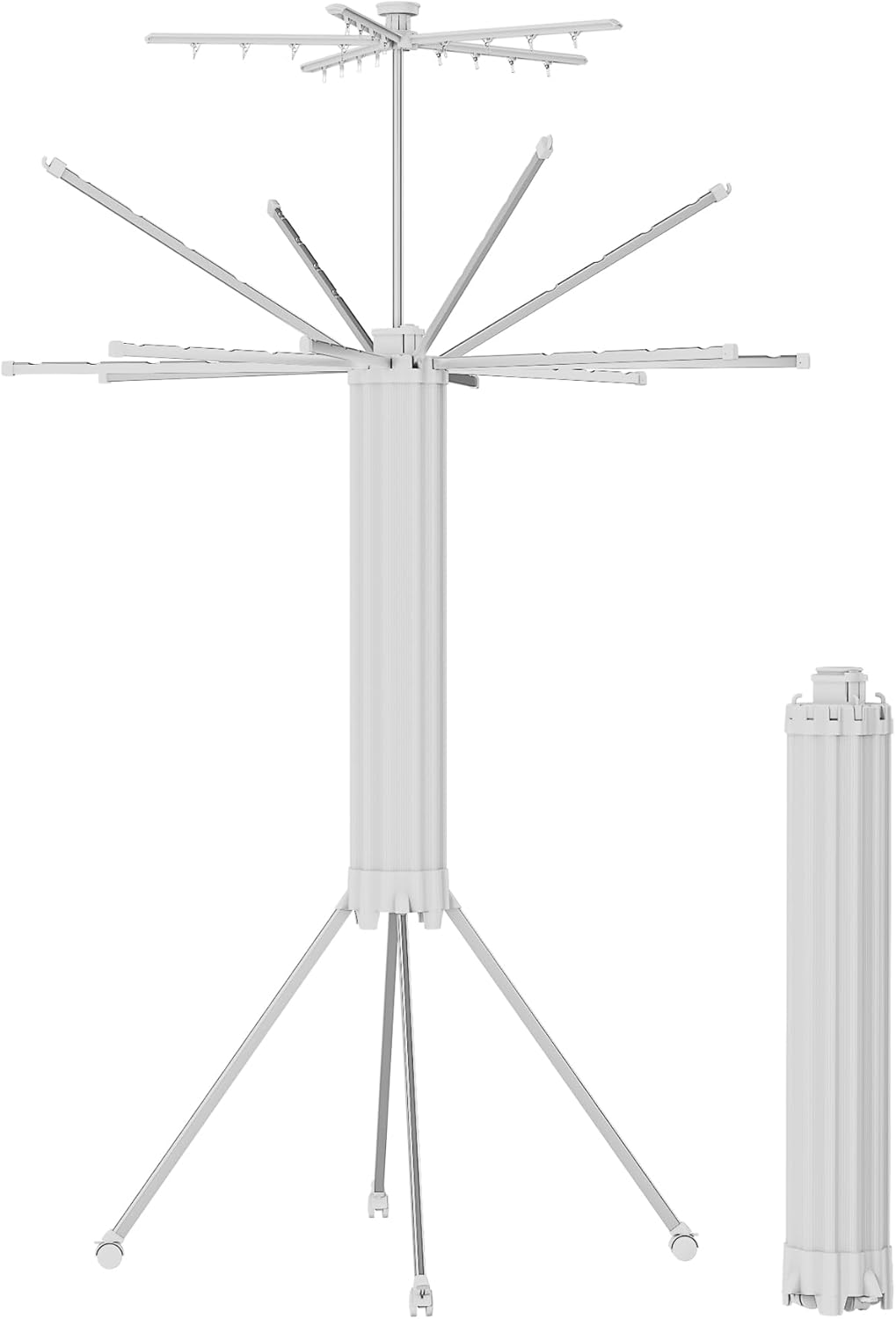 JOOM 4 Legs Double Layer Clothes Drying Rack, Garment Rack Portable and Foldable Space Saving