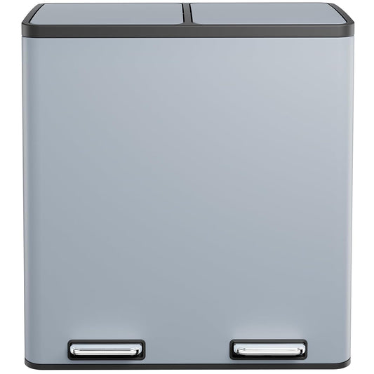 AthLike 60L(16 Gal) Dual Trash Can, Stainless Steel Kitchen Garbage Can, Double Compartment