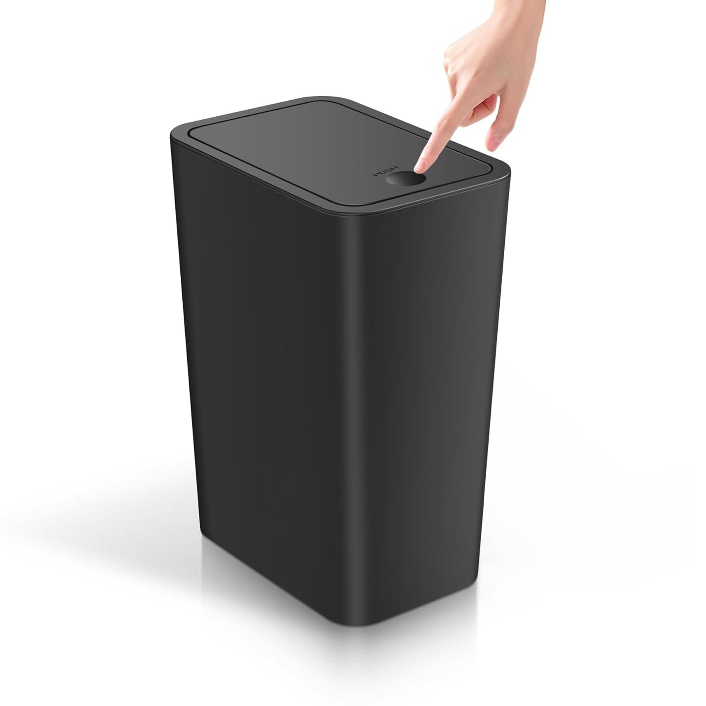 TIPGO Bathroom Trash Can with Lid, 4 Gallon / 15 Liter Small Garbage Can, Press Top Bin, Plastic