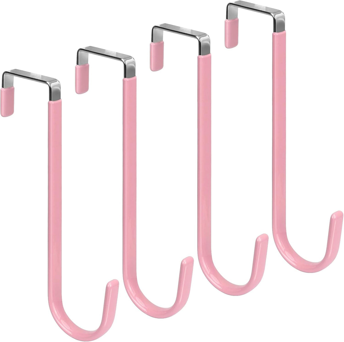 FYY Over The Door Hooks, 4 Pack Upgraded Long Door Hangers Hooks with Rubber Prevent Scratches