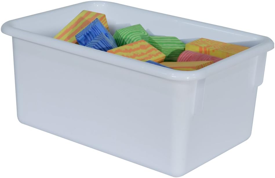Wood Designs Cubby Storage Bin, Heavy Duty Plastic Containers for Kids White Cubby Tray Set of 25
