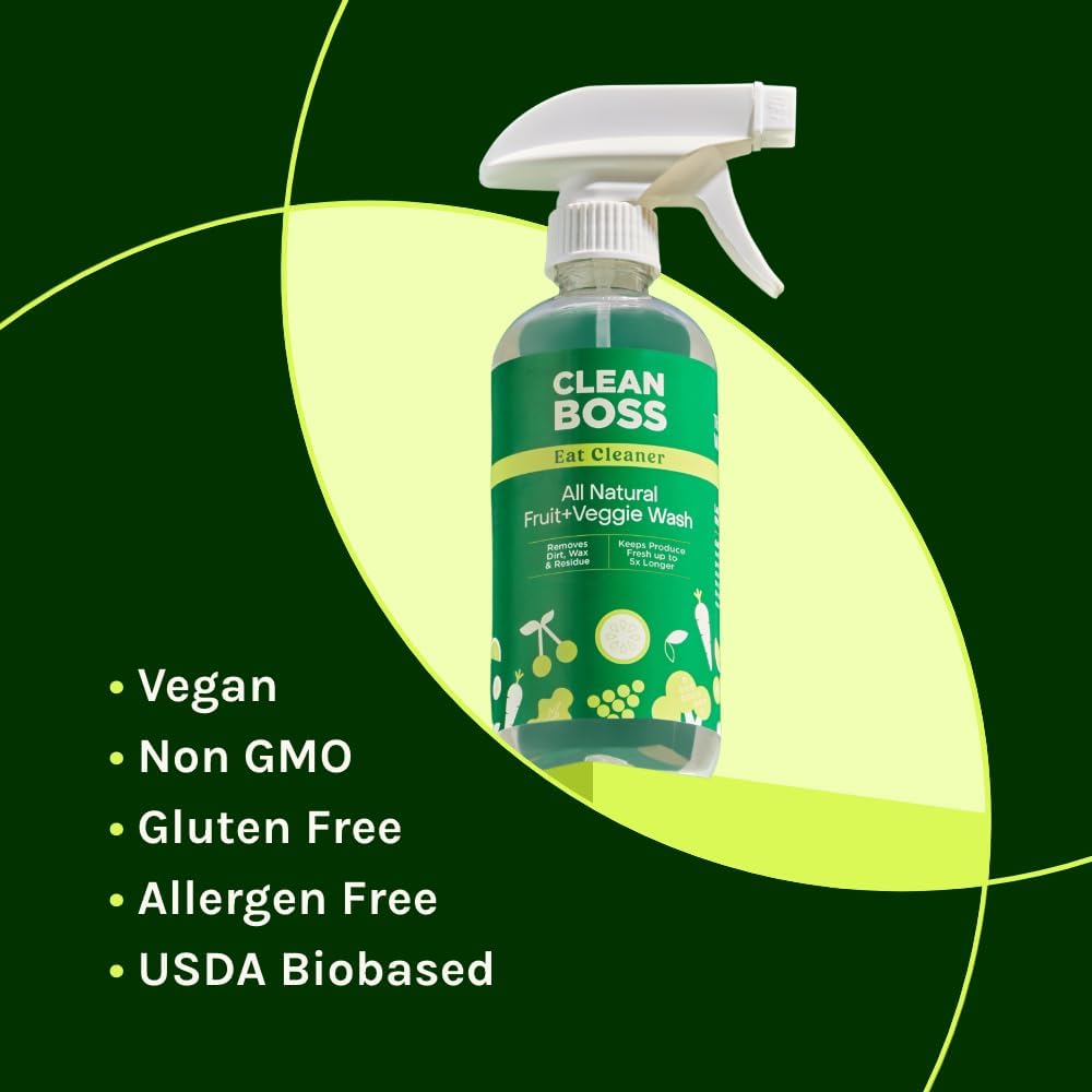 CleanBoss Eat Cleaner Triple-Action Fruit + Veggie Wash - 12 oz, Pack of 3 - Removes Harmful