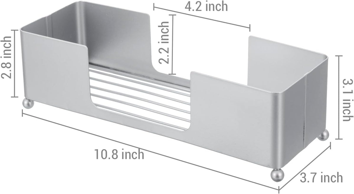 MyGift Metal Tabletop Folded Hand Towel Holder, Modern Silver Tone Commercial Countertop Tissue