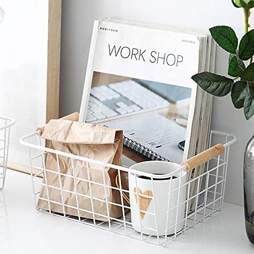 Kitchen Wire Baskets Farmhouse Decor Metal Food Storage Organizer,Household Refrigerator Bin with