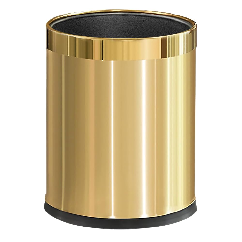 14L/2.6GAL，Gold Bathroom Trash can,Brushed Brass Garbage can,Small Gold Wastebasket for