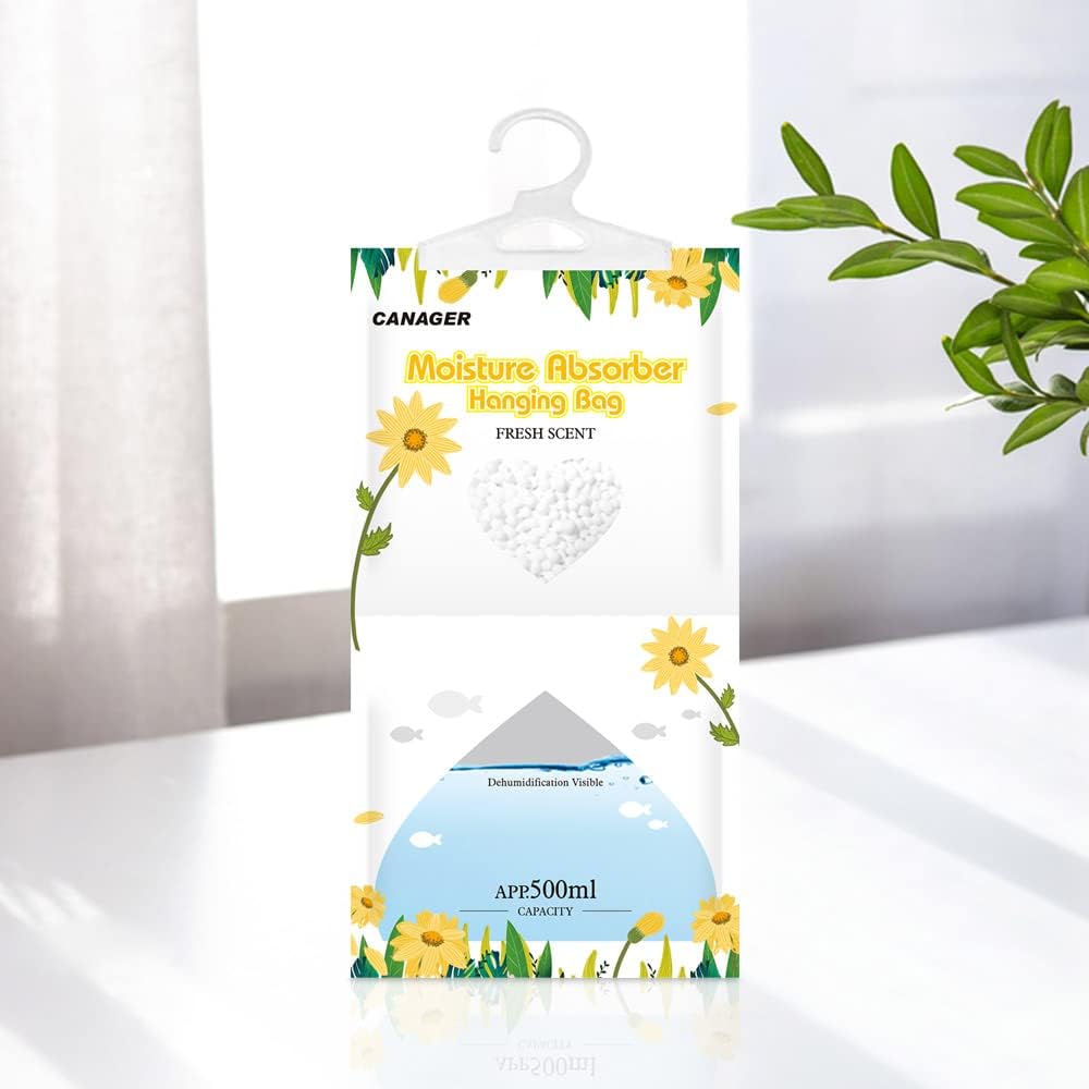 CANAGER Moisture Absorber -12 Pack,Fresh Scent Hanging Humidity Bag,Home,Car, and Closet