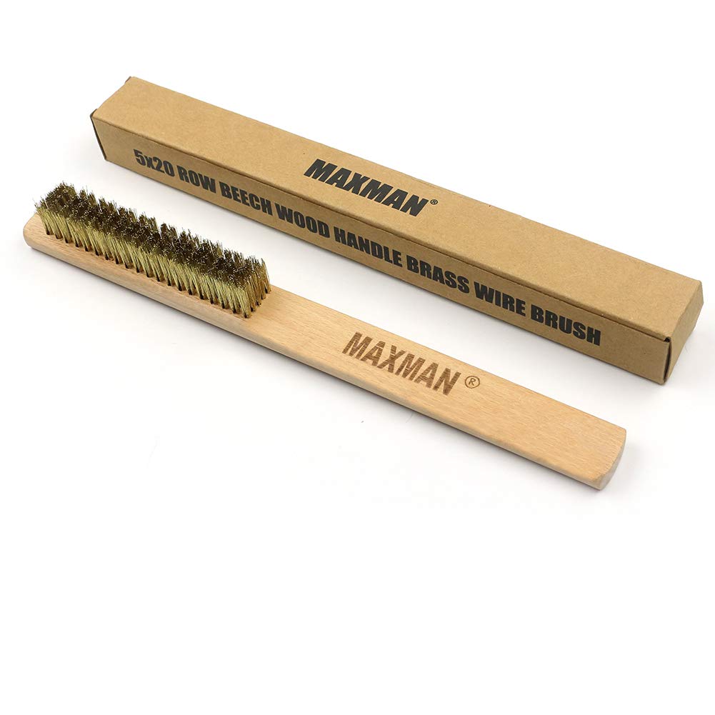 MAXMAN Brass Brush 3Pcs, Soft Brass Bristle Wire Brush for Cleaning Metal Rust, Welds, Home and
