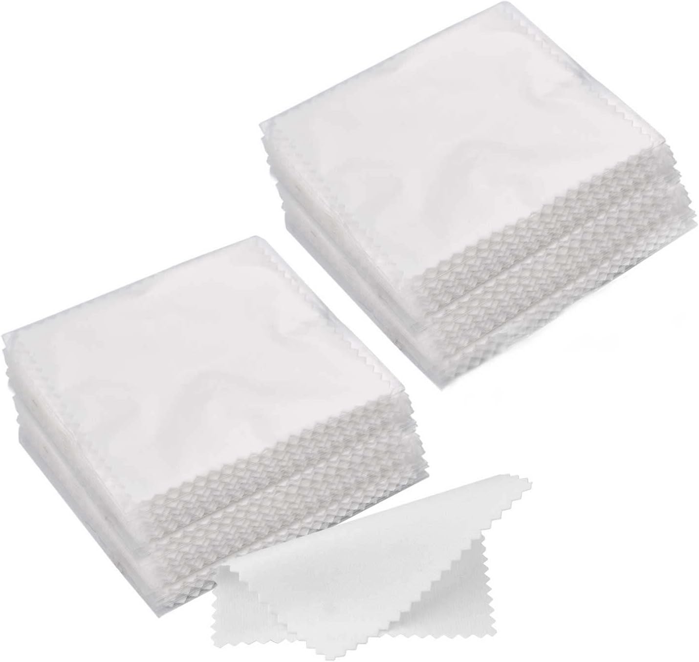SEVENWELL 100pcs Jewelry Cleaning Cloth White Polishing Cloth for Sterling Silver Gold Platinum