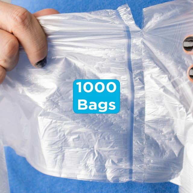 24" x 24" Clear Trash Bags, 6-10 Gallon Trash Bag, 1000 Count, 6 Micron, Value Pack, For