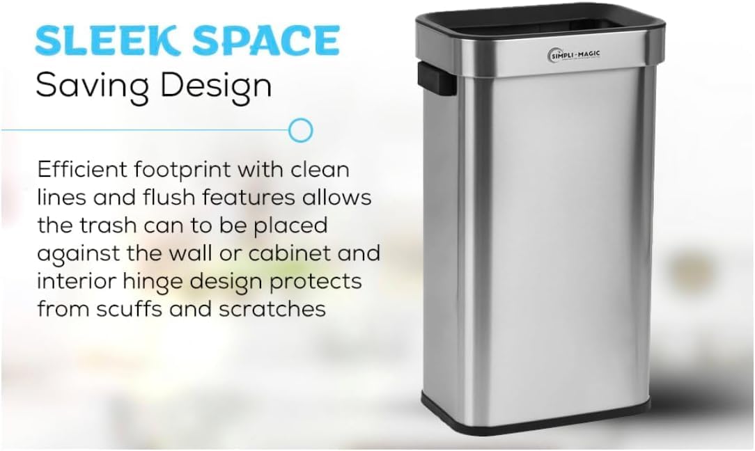 Simpli-Magic 18.5 Gallon (70L) Open Top Trash Can – Rectangular Commercial Trash Can