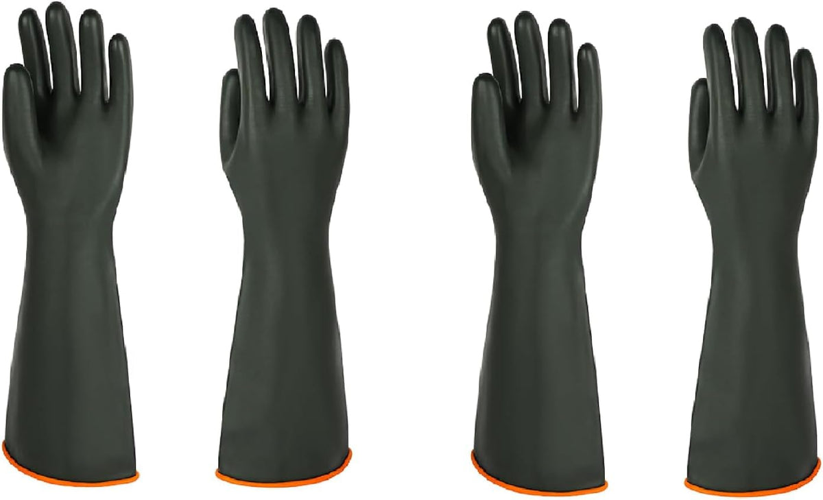 Heavy Latex Chemical Resistant Gloves - Reusable Long Rubber Dishwashing Gloves with Forearm